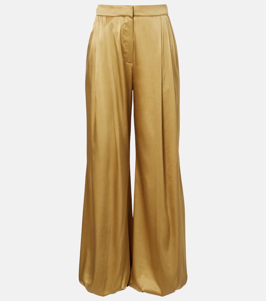 Silk-blend satin wide-leg pants