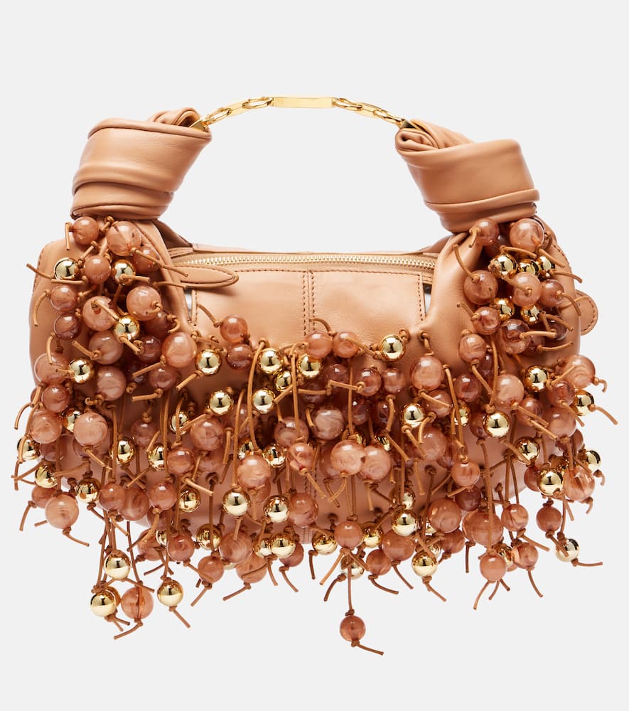 Foam beaded leather shoulder bag