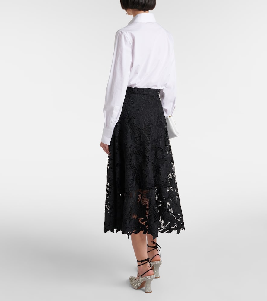Floral guipure lace midi skirt