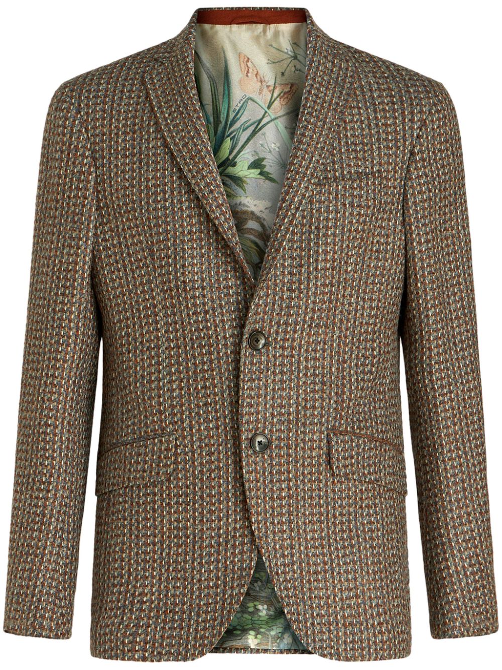 Slim-cut single-breasted blazer - Brown