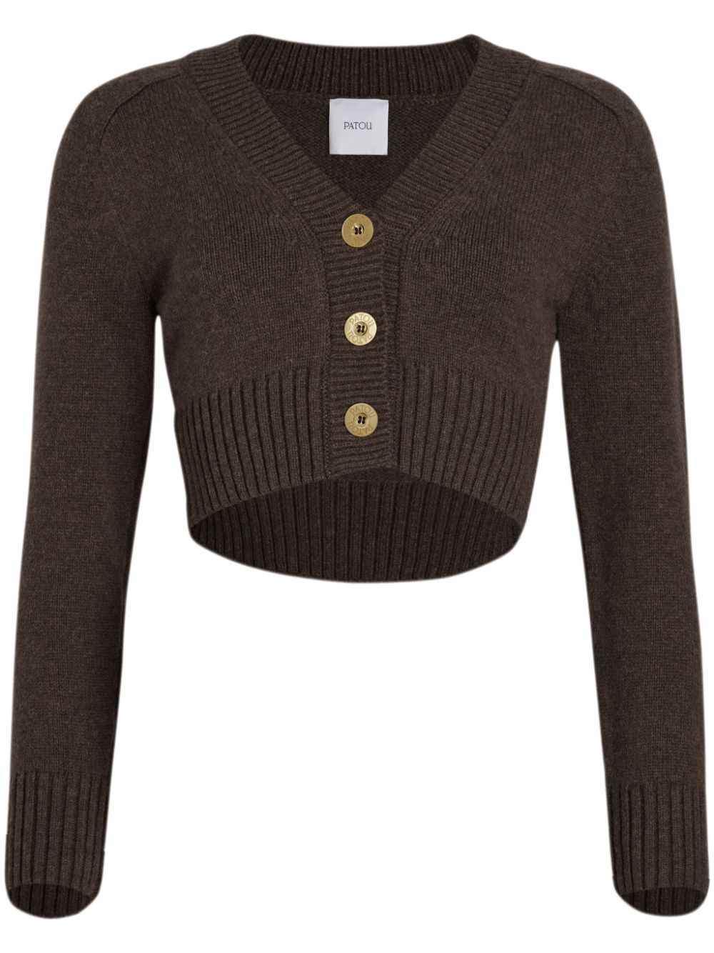 Cropped knit cardigan - Brown