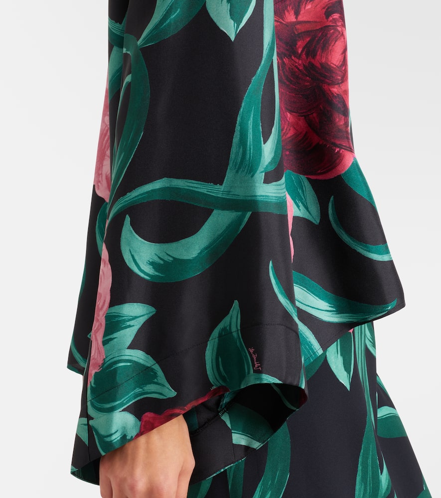 Make An Exit floral silk twill top