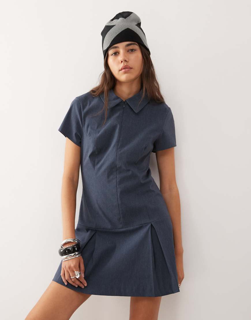 Bengaline tailored fitted dress in navy