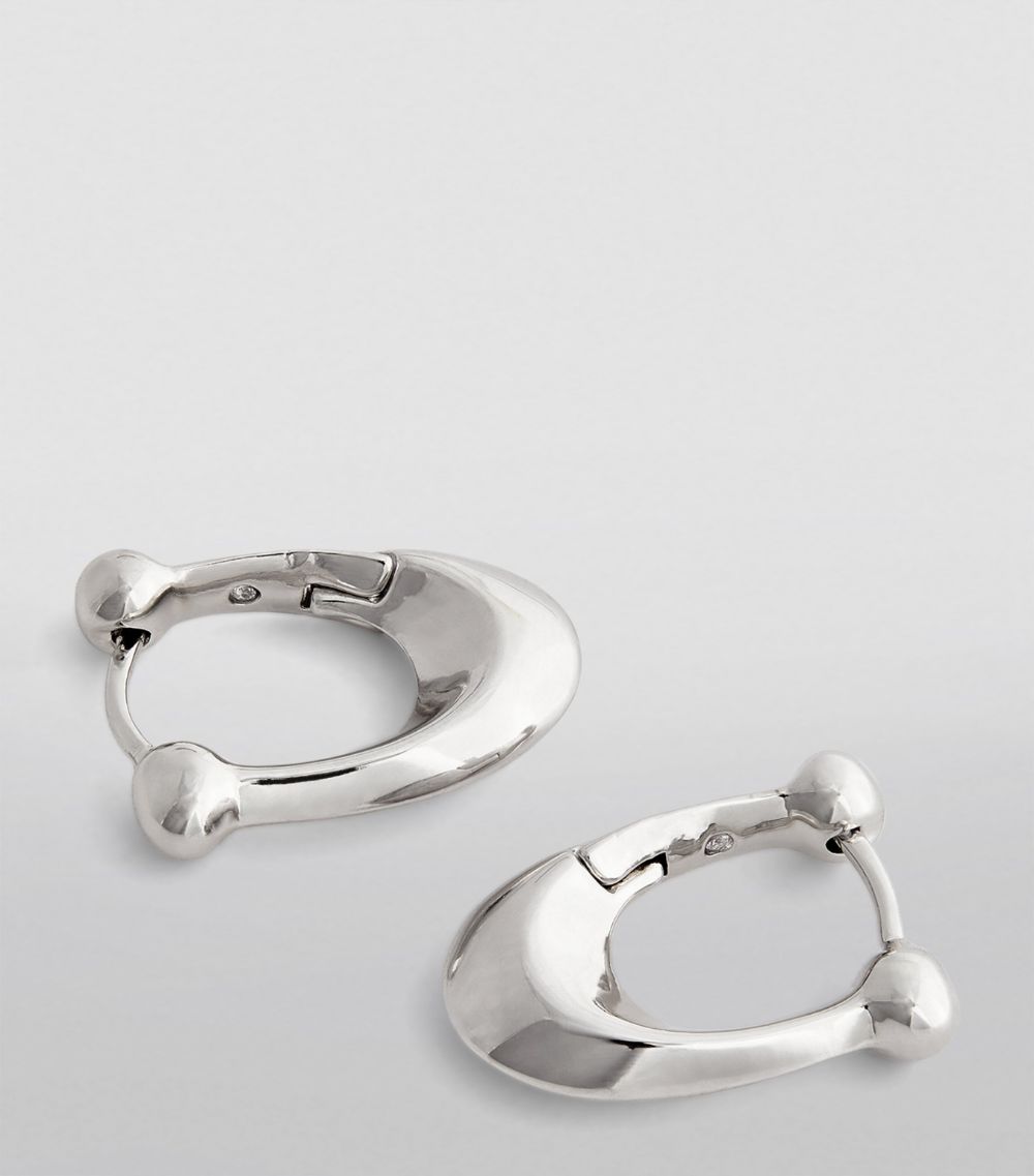 Rhodium Signature C Huggie Earrings