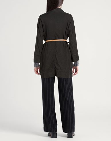 Woman Overcoat & Trench Coat Charcoal Size 6 Linen