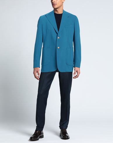 Man Blazer Azure Size 38 Virgin Wool, Elastane