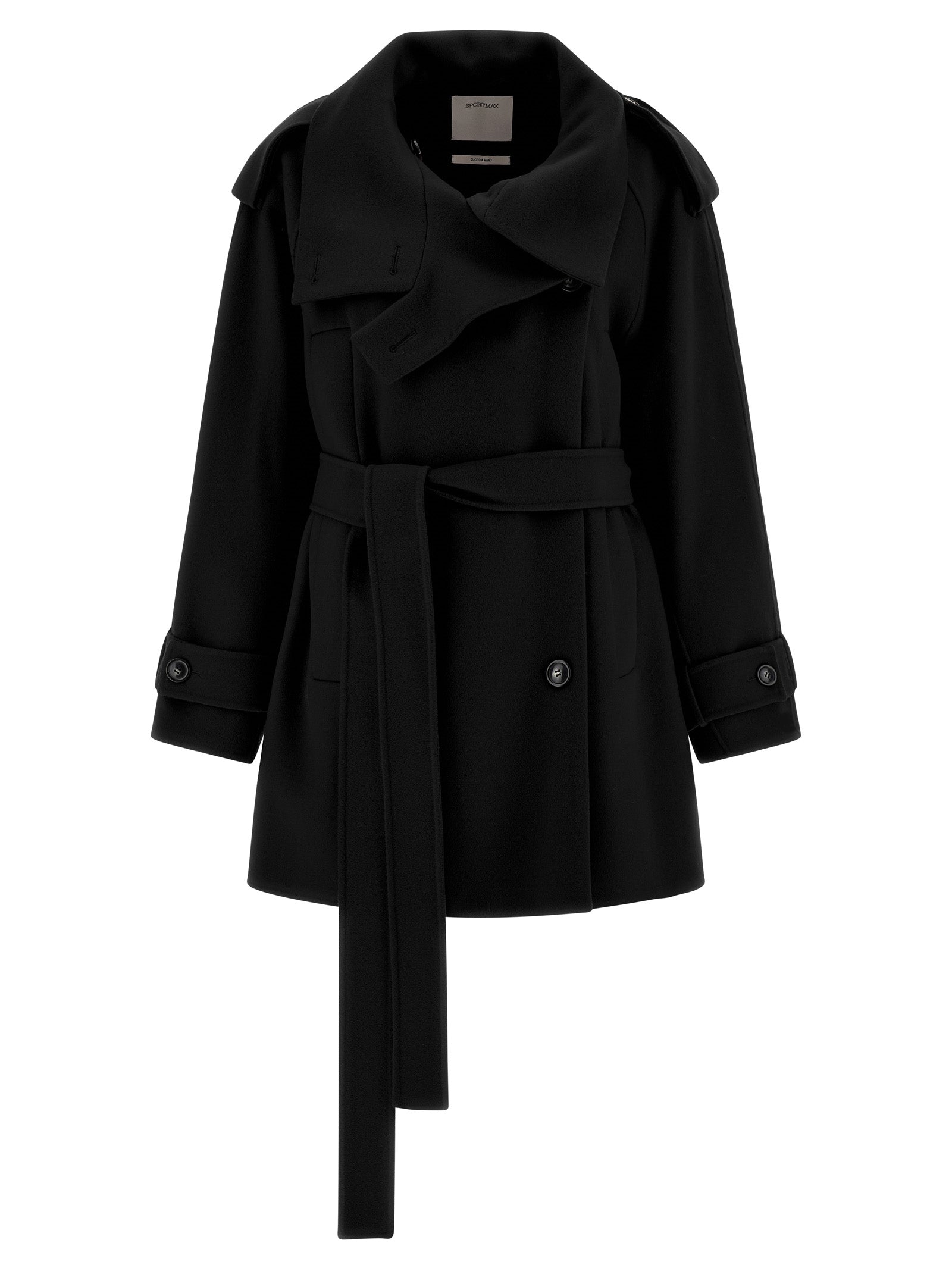 Virgin Wool Double-Breasted Coat — Black