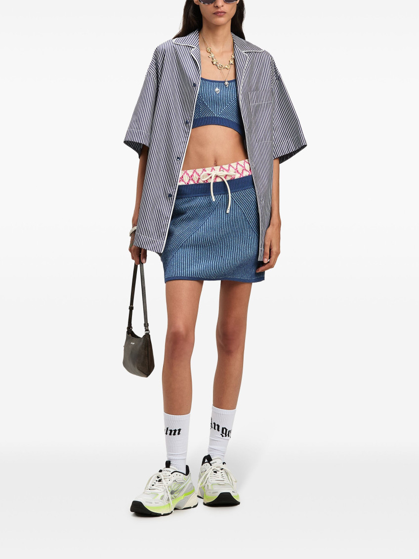 Logo-print striped shirt - Blue
