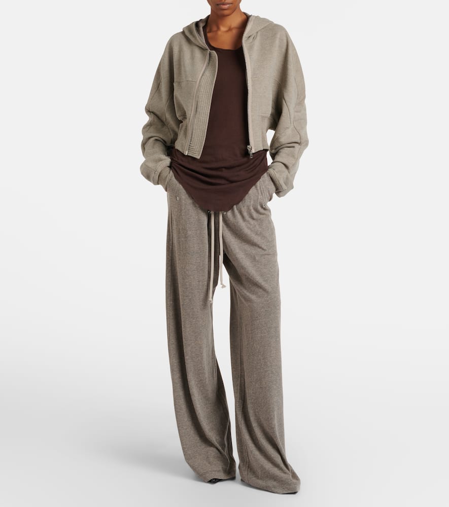 Cropped cotton-blend jersey hoodie