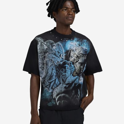 Men's Eternal Mythos Cropped T-Shirt in Black