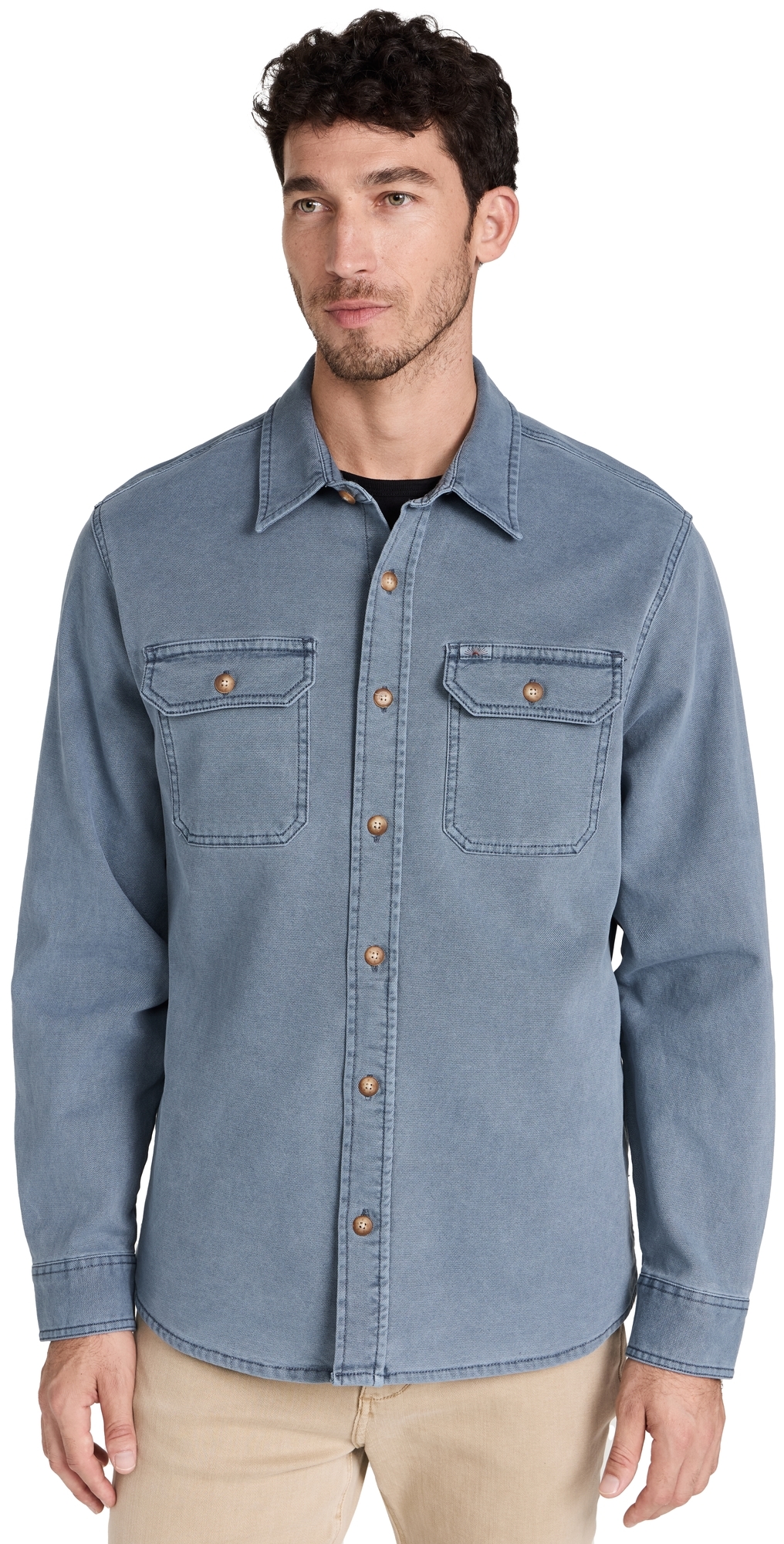Faherty 남성 Sunwashed Shirt Jacket Petrol Blue 