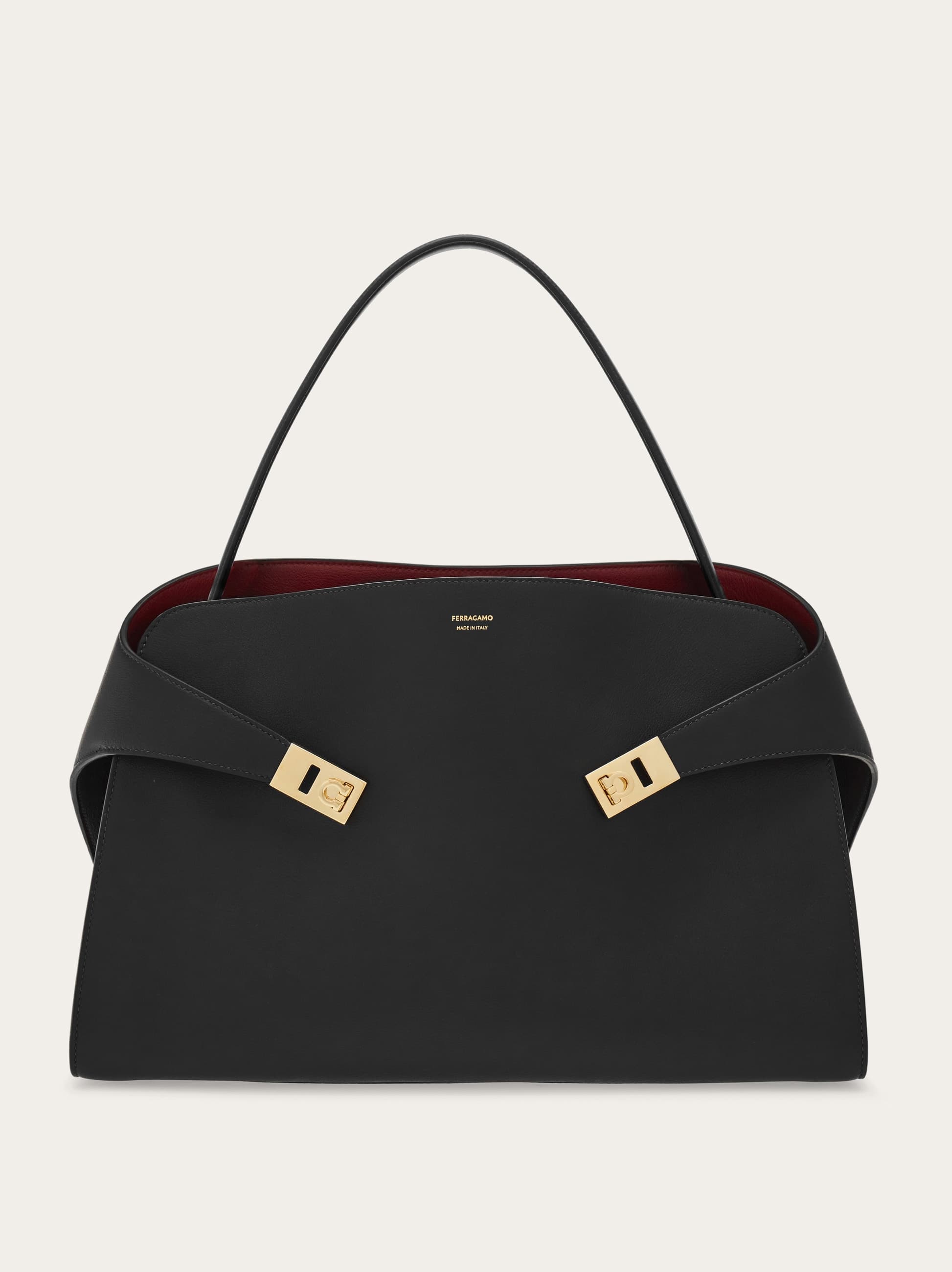 Women Hug soft bicolor shoulder bag (L) Black