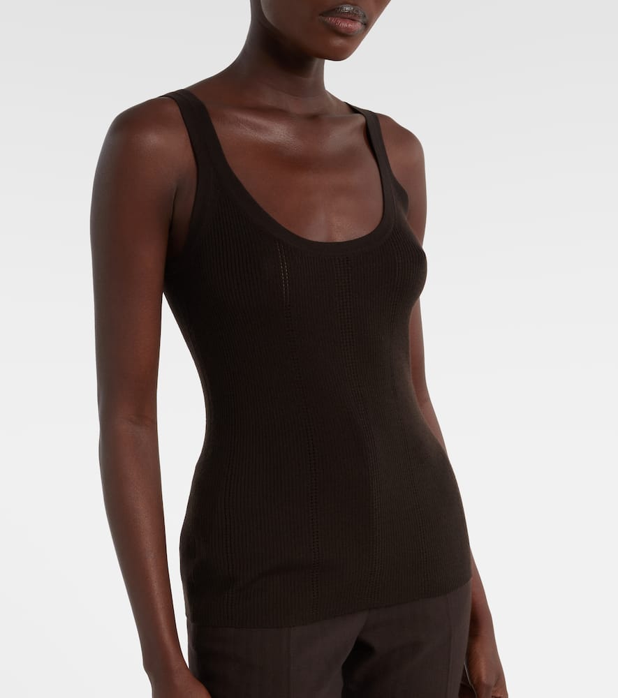 Pointelle wool tank top