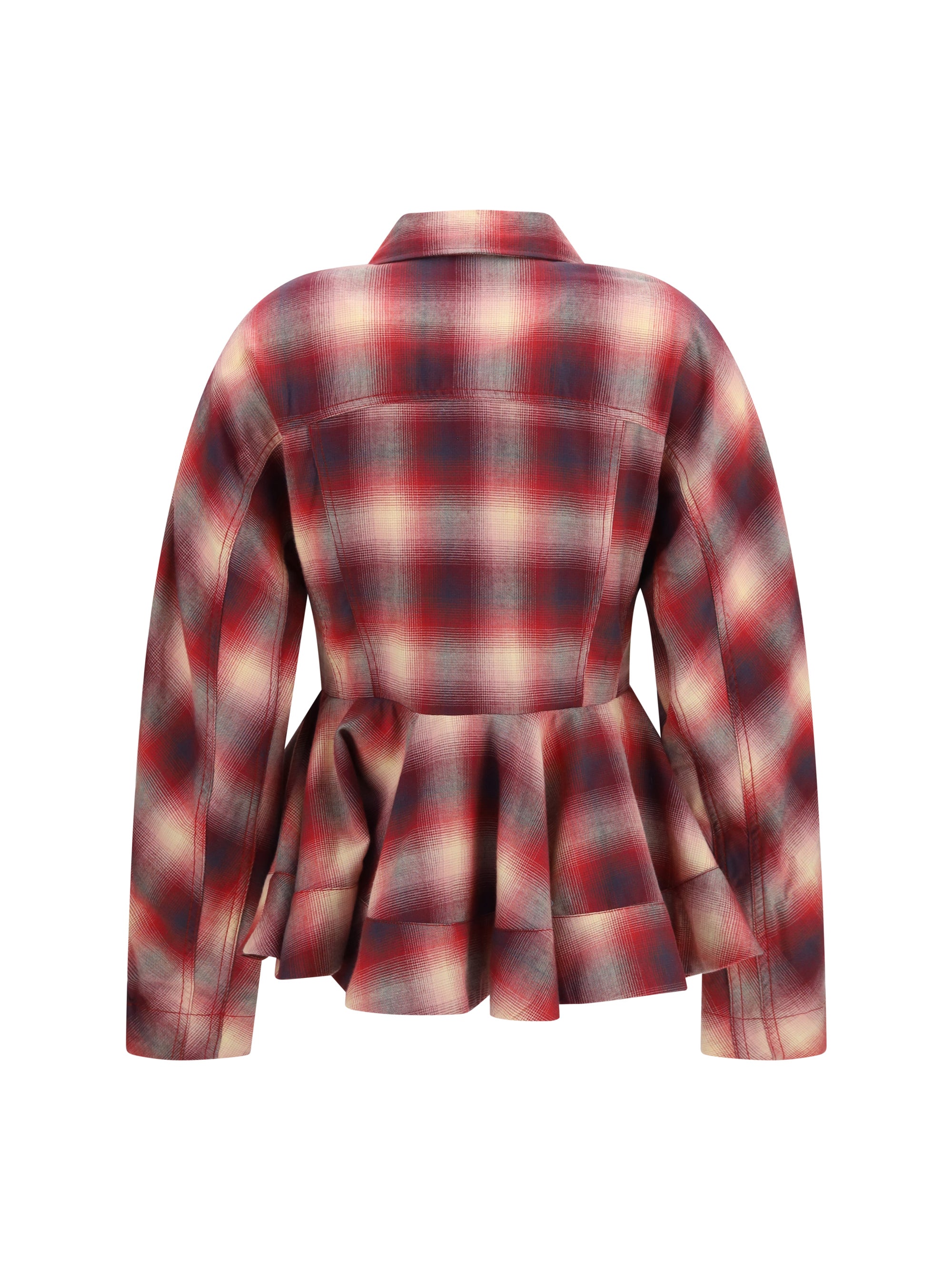 Peplum Flannel Shirt — Red