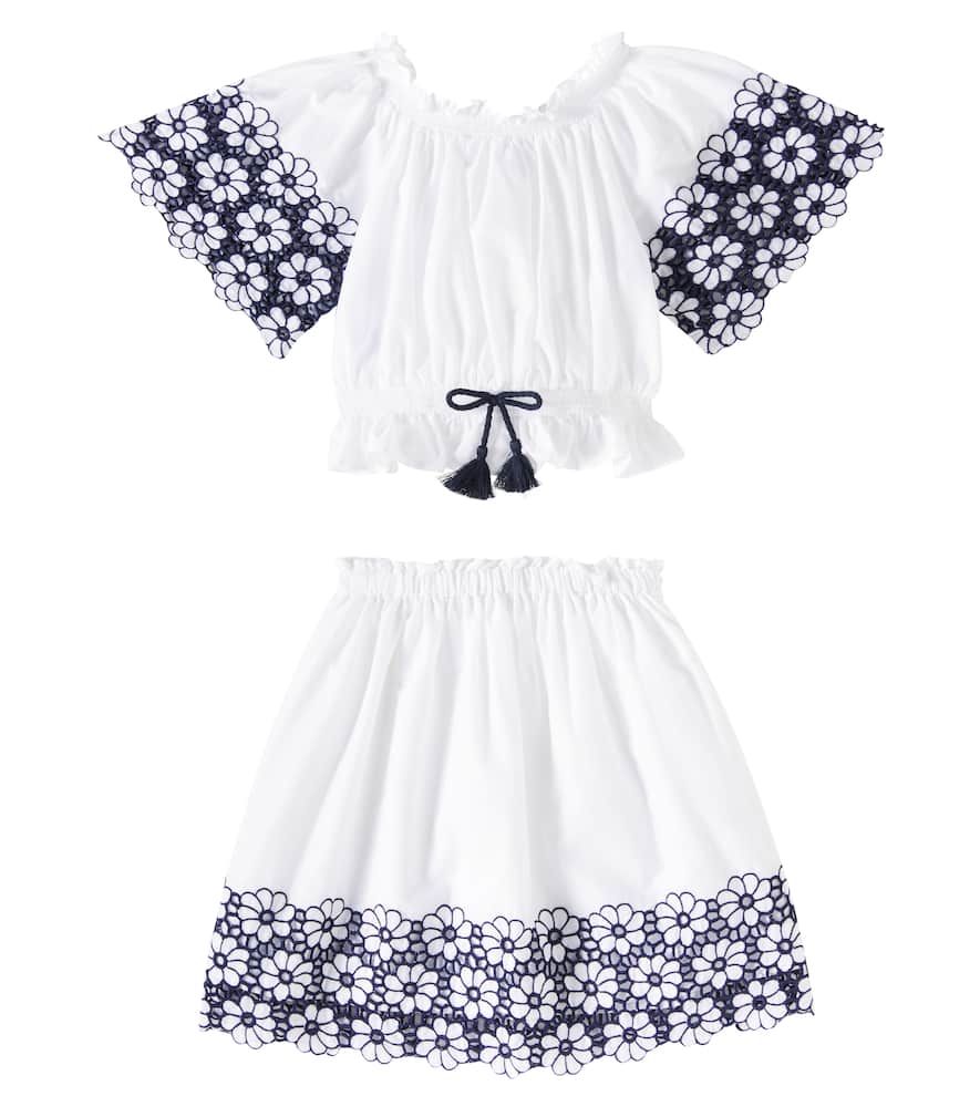 Floral cotton top and skirt set