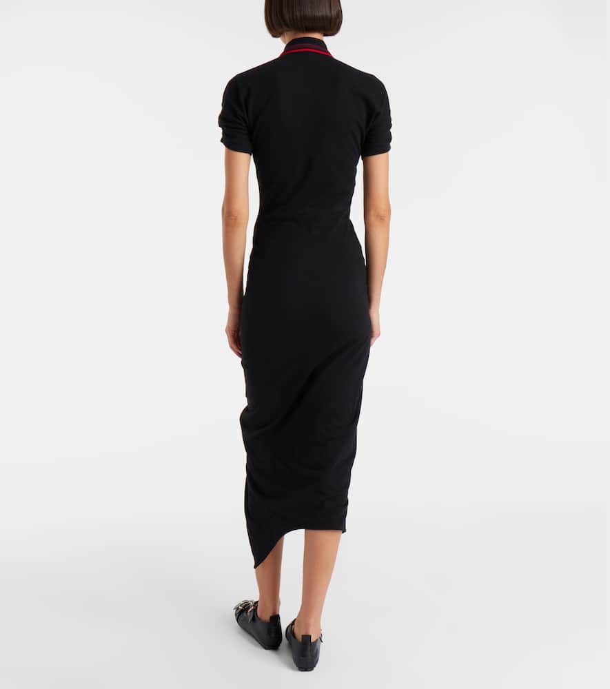 Pulling ruched cotton midi dress