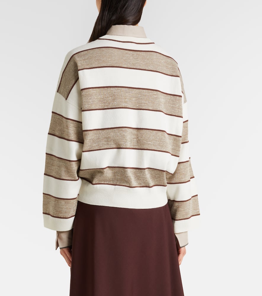 Striped wool, cashmere, and silk sweater
