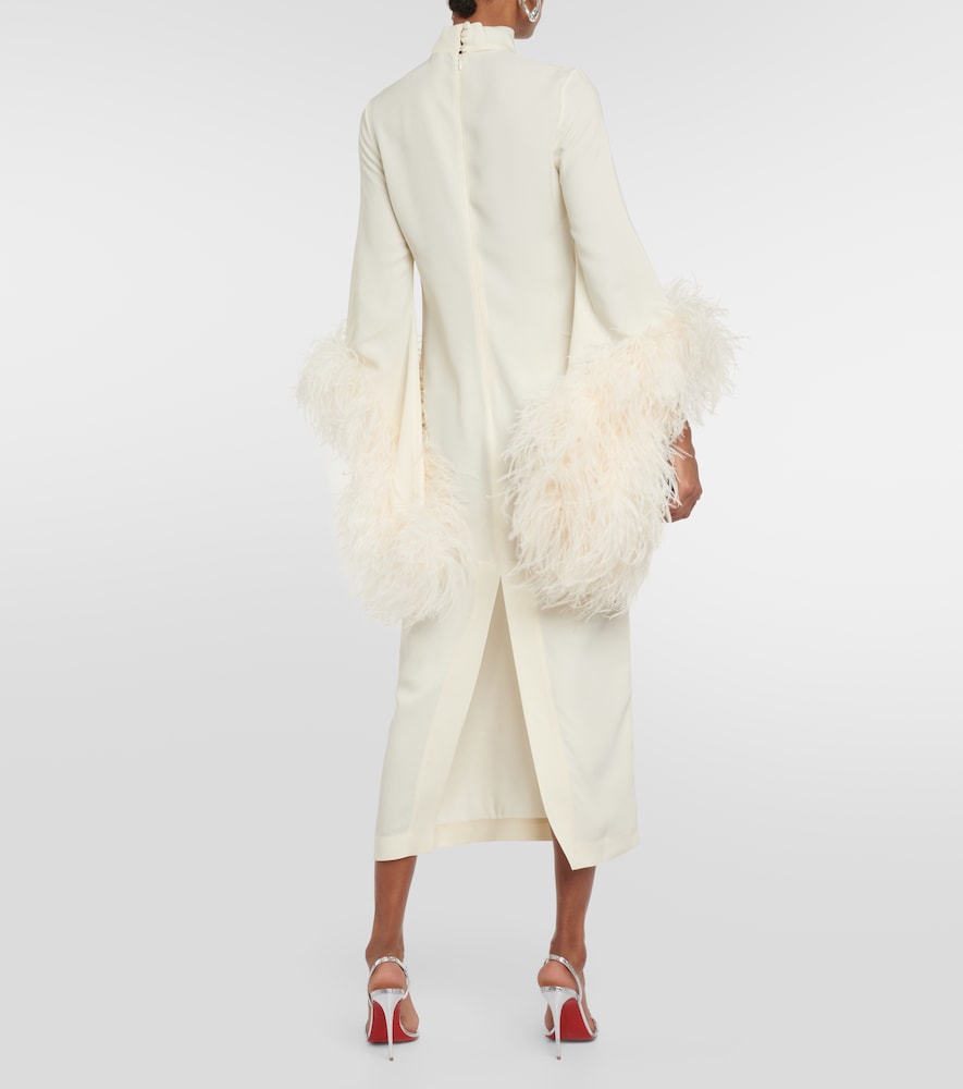 Del Rio feather-trimmed maxi dress