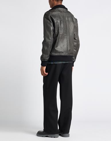 Man Jacket Charcoal Size 36 Lambskin, Wool, Acrylic, Polyamide, Elastane