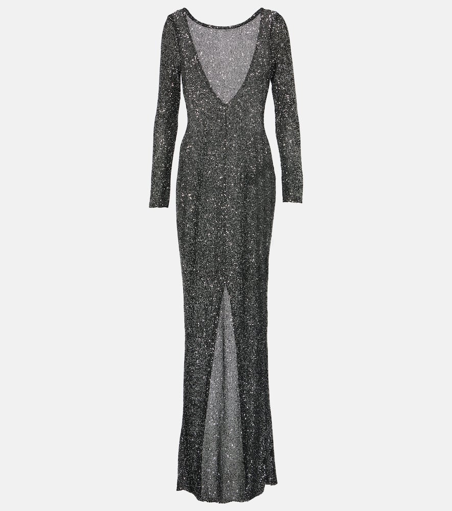 Sequined open-back gown
