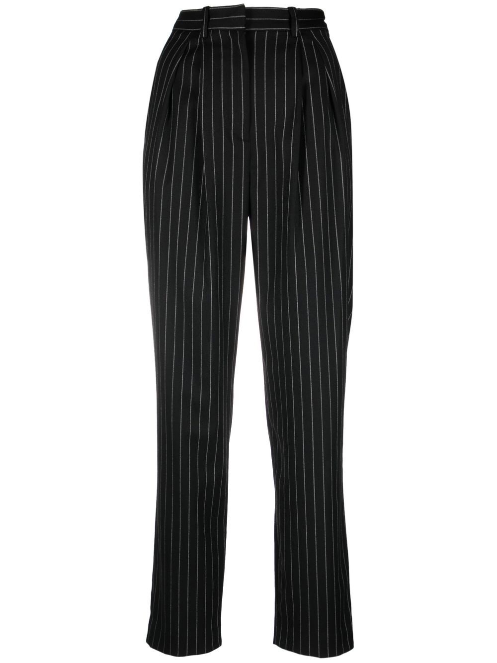 Pinstripe straight-leg trousers - Black