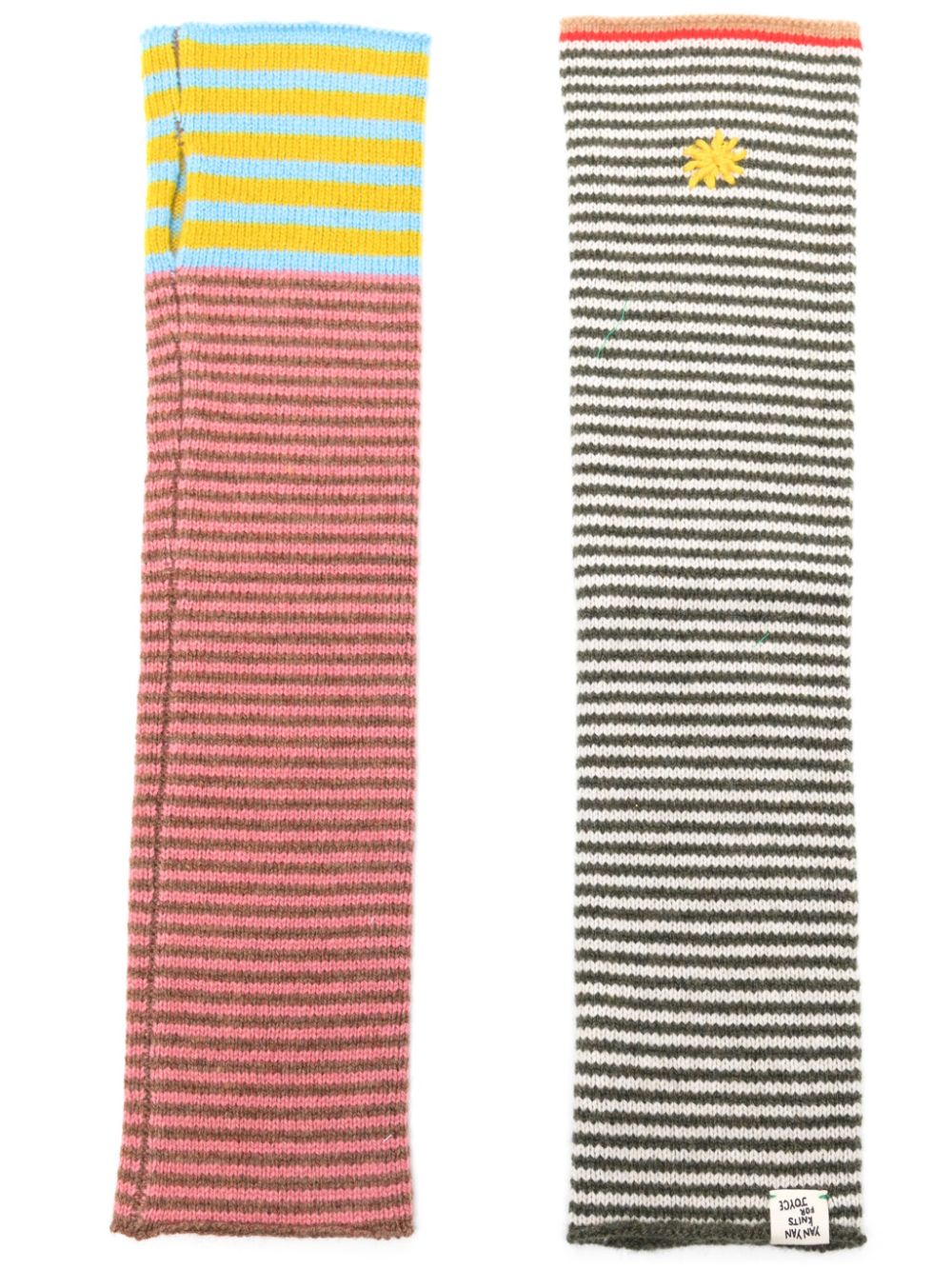 Logo-embroidered striped gloves - Multicolour