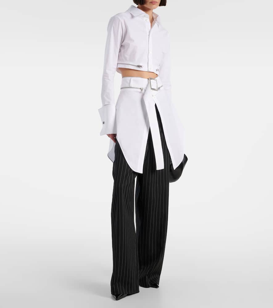 Belted cotton-blend shirt dress