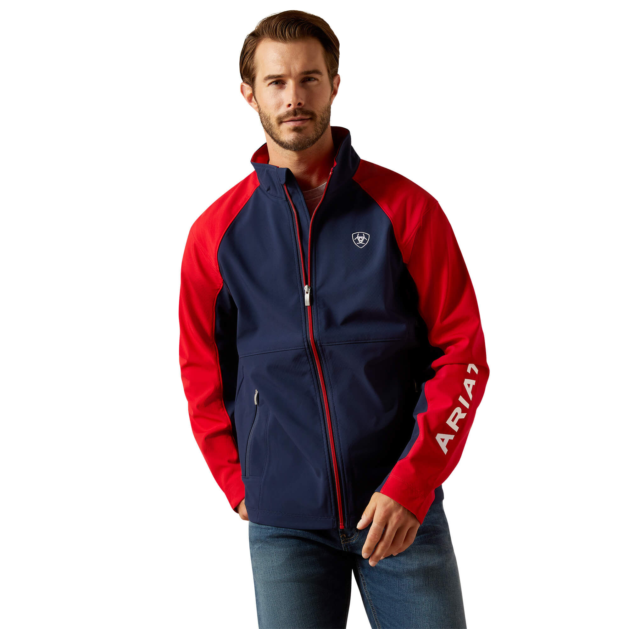 Men's Team EQ Jacket Long Sleeve in Navy Red, Size X-Large, by