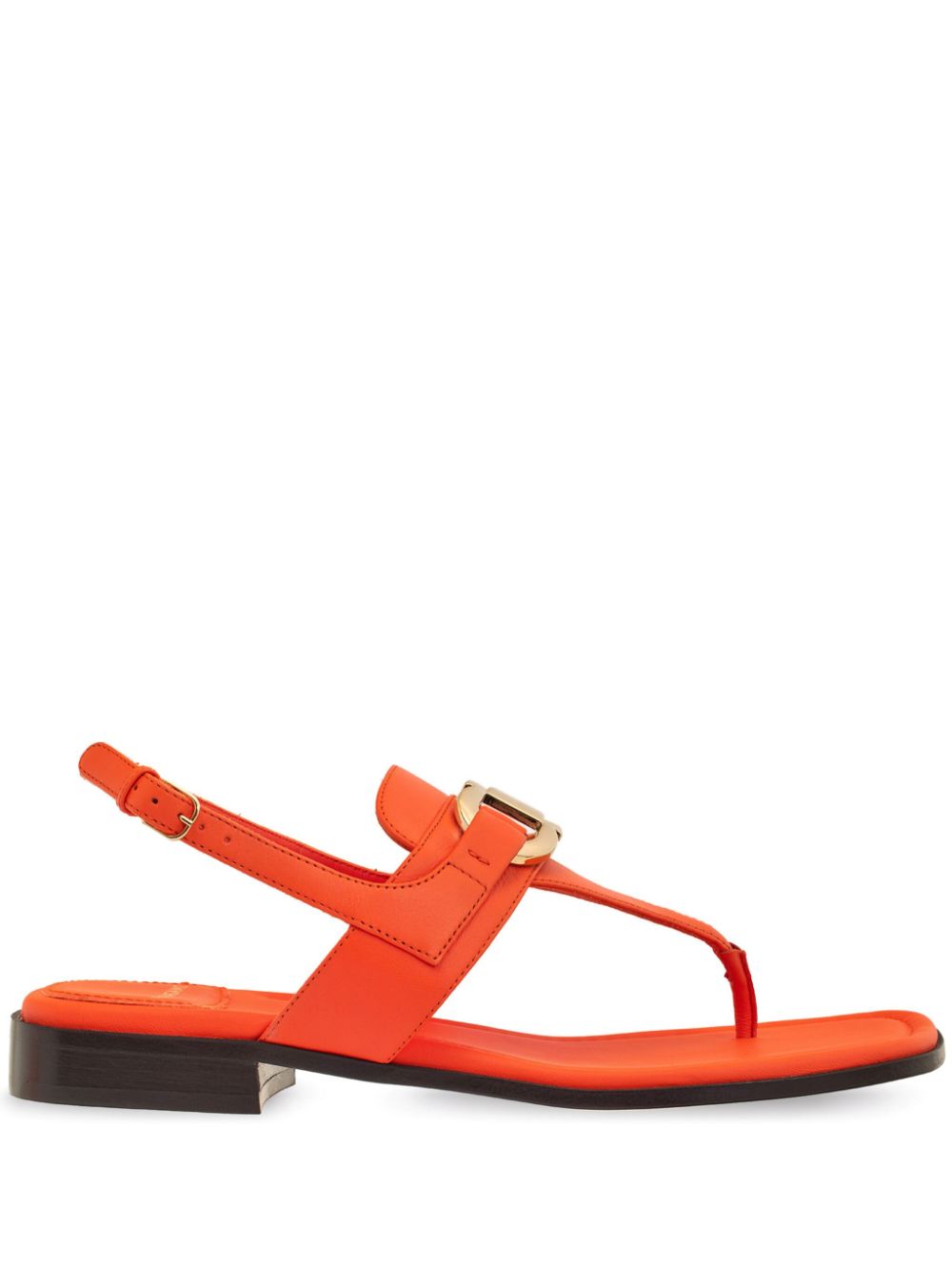 Gancini leather flat sandals - Orange