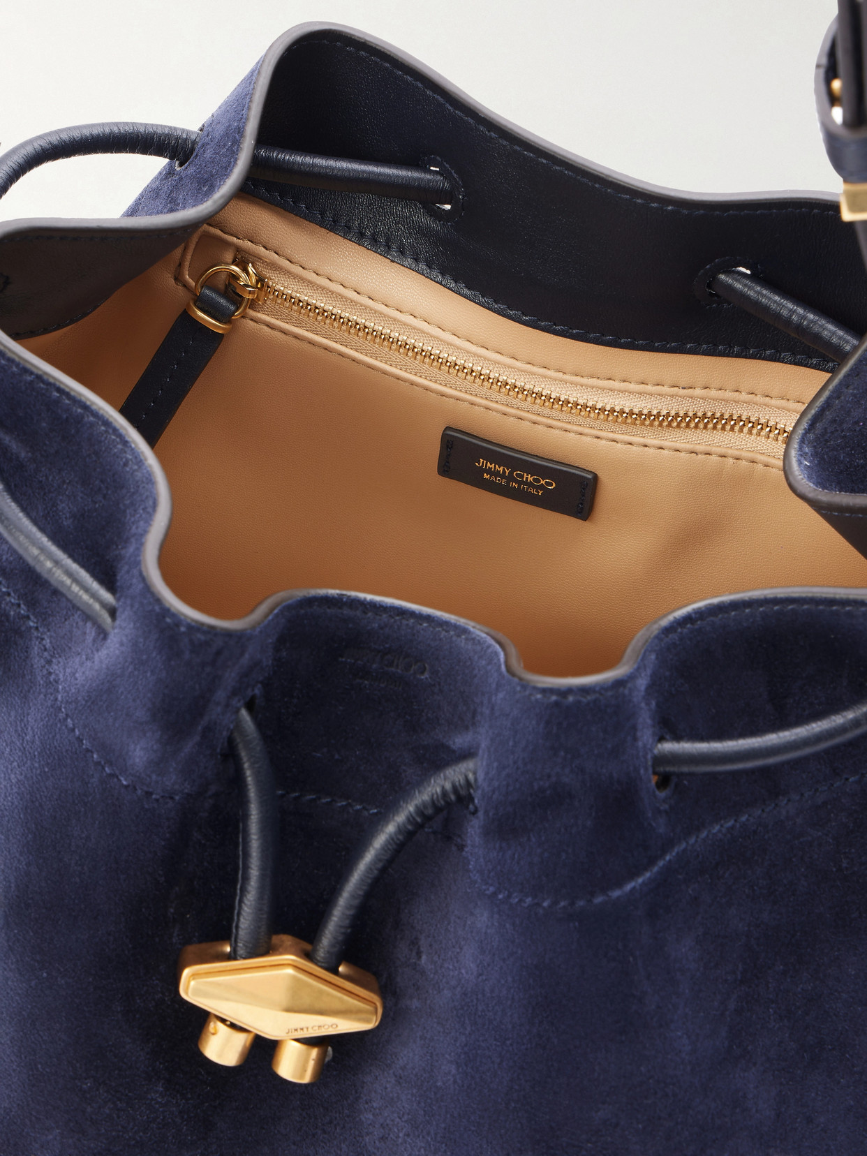 Cinch Medium Leather-trimmed Suede Shoulder Bag - Blue