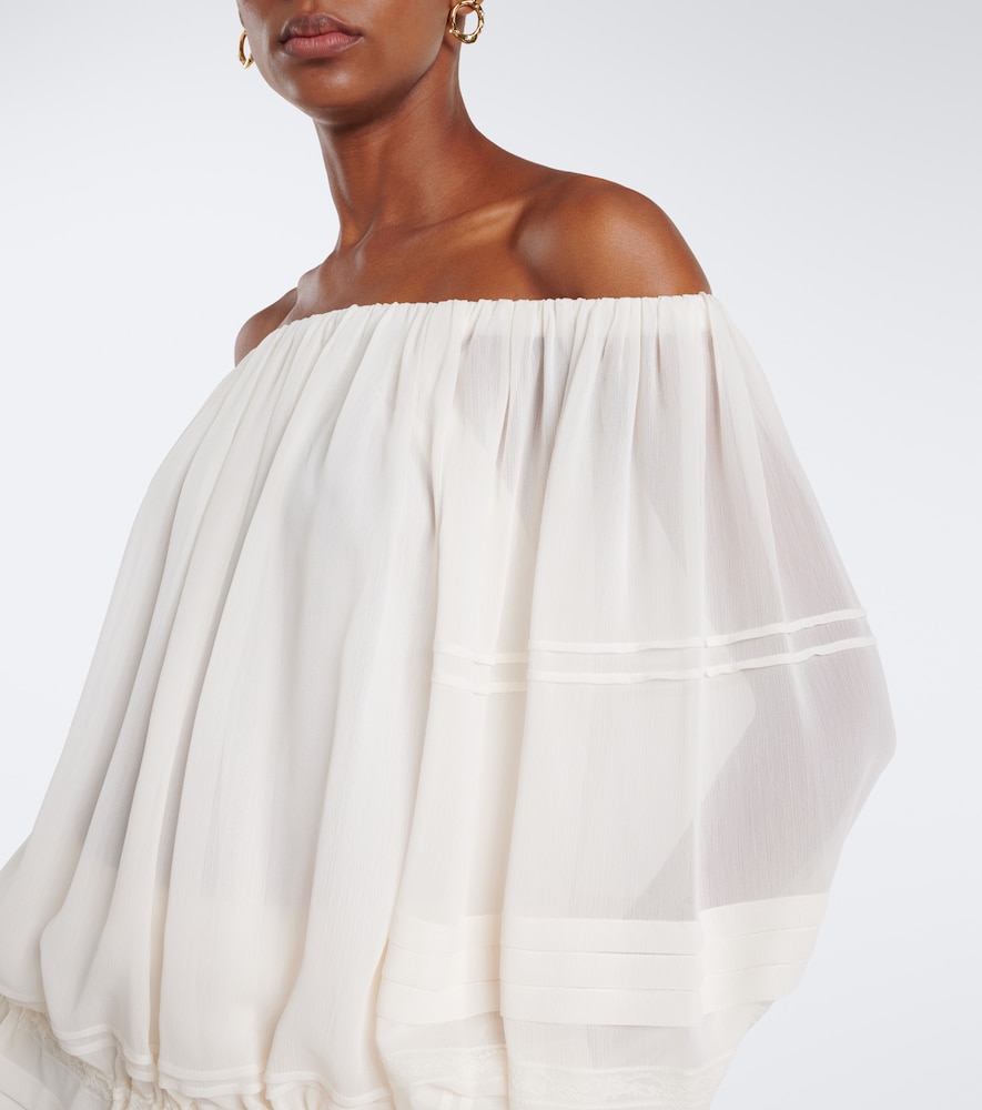 Lace-trimmed off-shoulder top