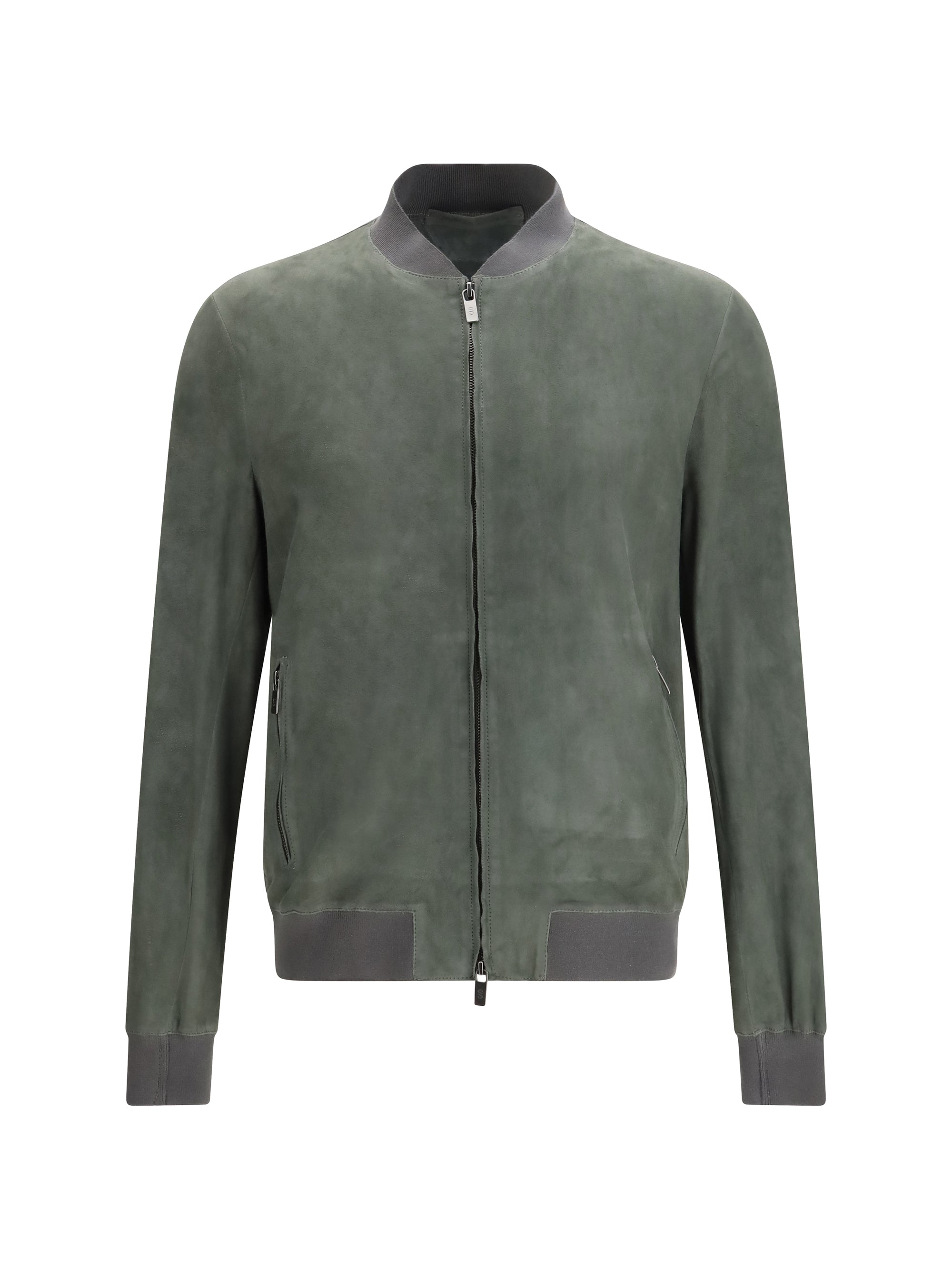 Suede Calf Leather Jacket — Gray
