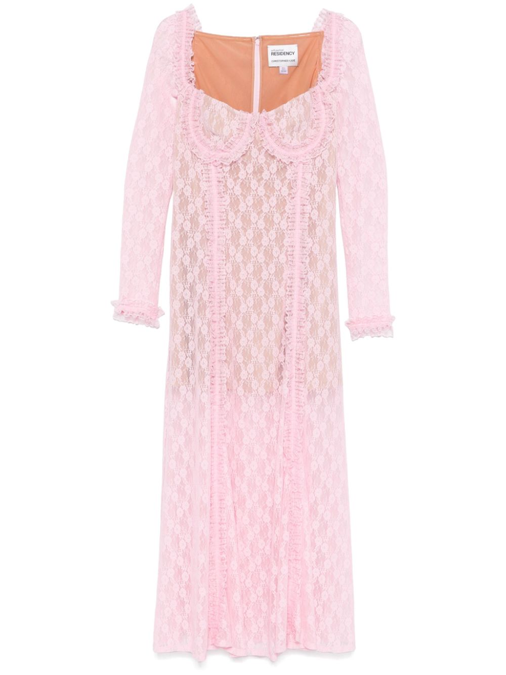 X Christopher Kane lace ruffle midi dress - Pink