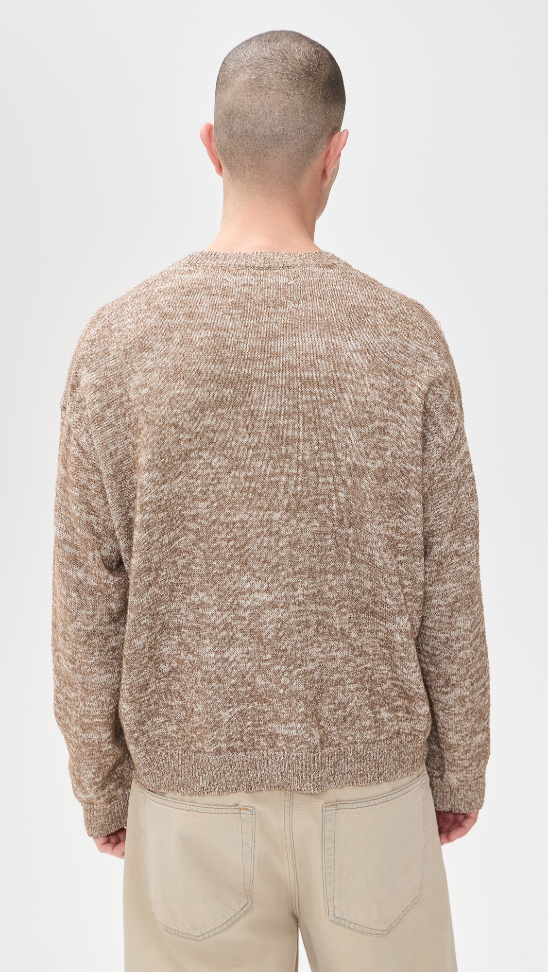 Light Boucle V Neck Sweater Light Brown/Beige