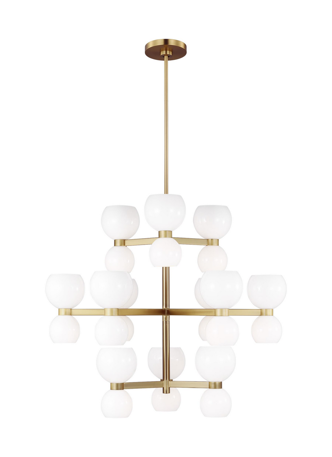 Visual Comfort Studio Londyn 24-Light Chandelier in Burnished Brass With Milk White Glass by Kate Spade New York