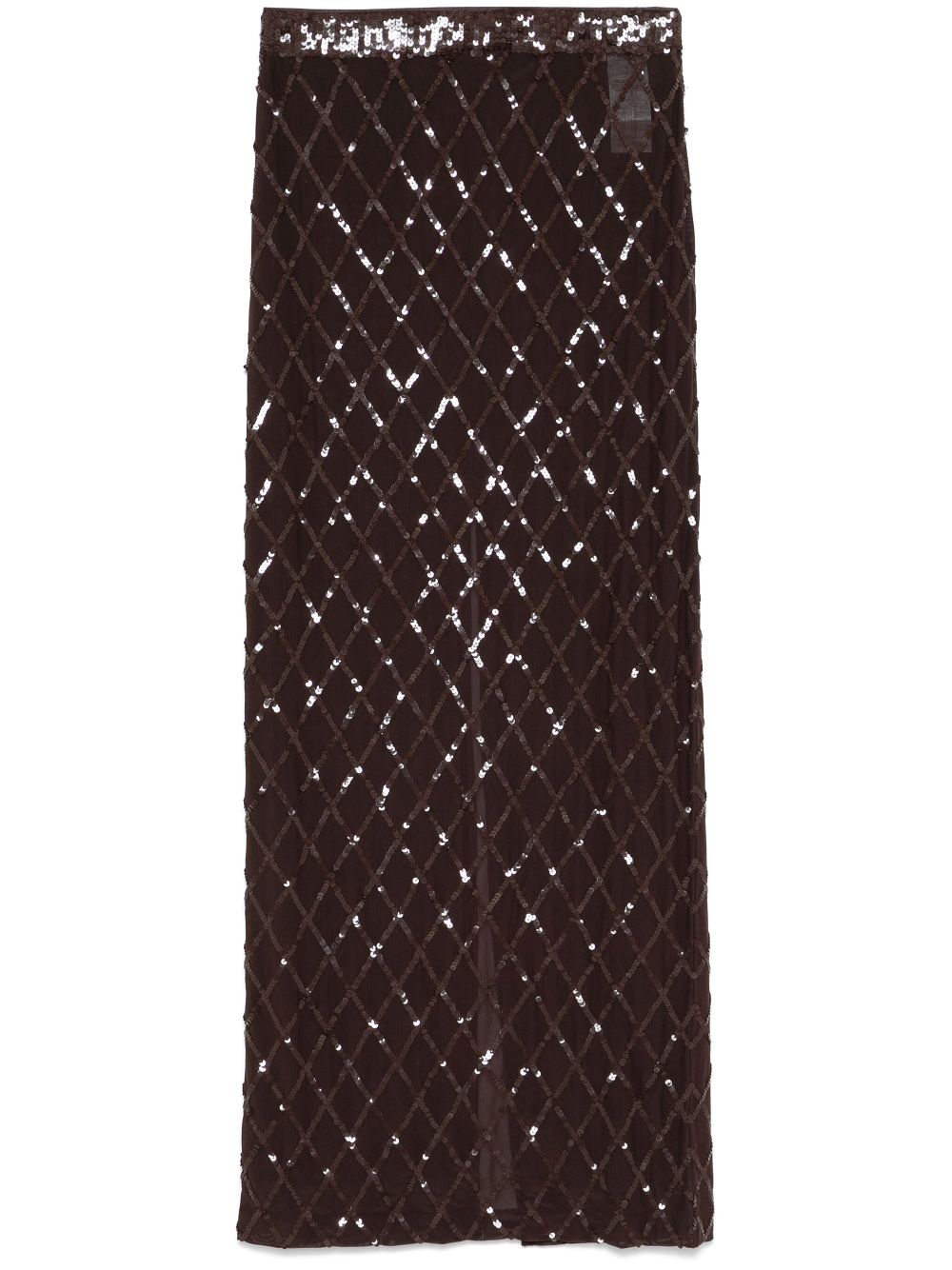 Sequinned maxi skirt - Brown