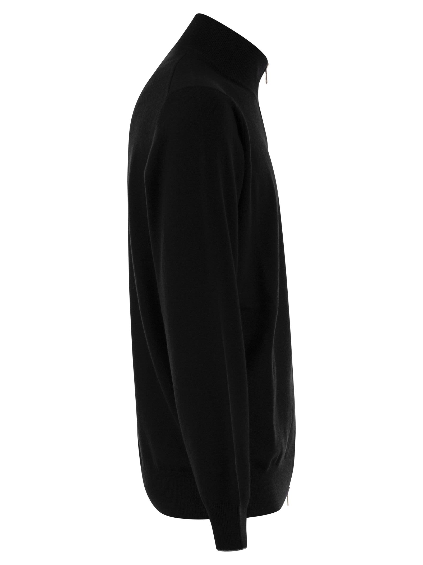 High-necked Cashmere Cardigan With Zip