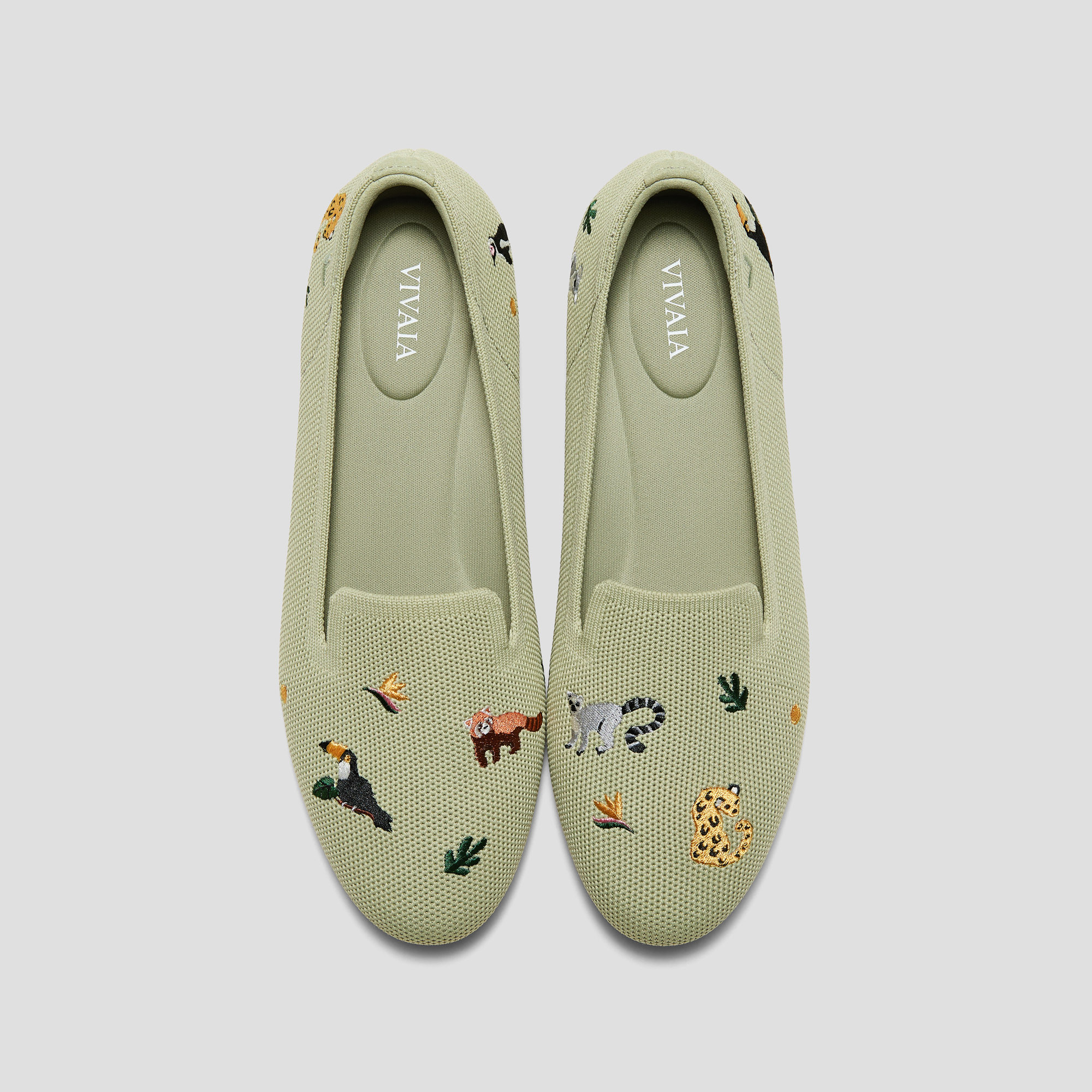 VIVAIA Round-Toe Embroidered Loafers Audrey|MATCHA-ENDANGERED ANIMA