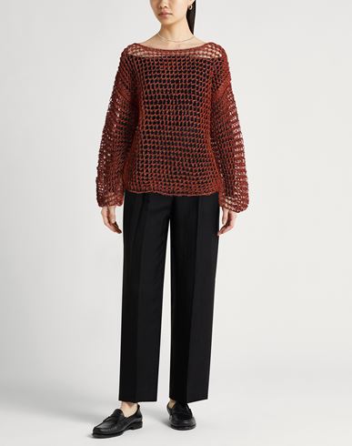 Collezione N_01 Woman Sweater Rust Size S Viscose, Linen, Cotton