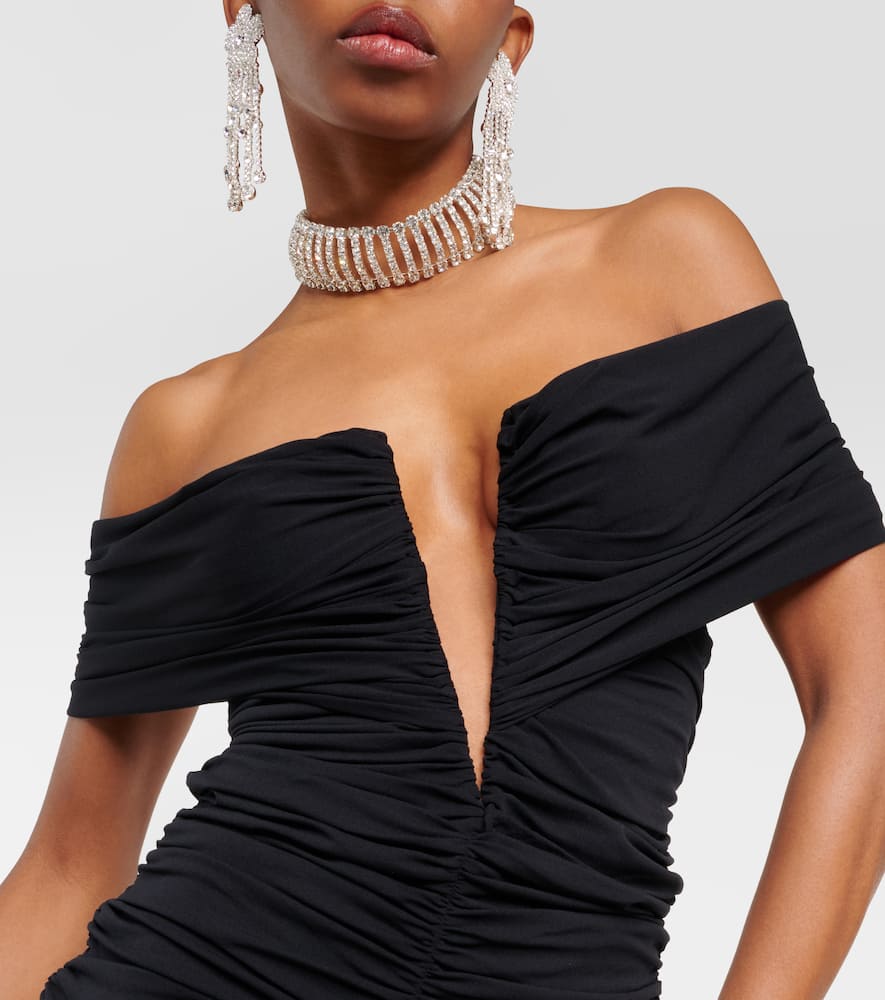 Off-shoulder cropped jersey blouse