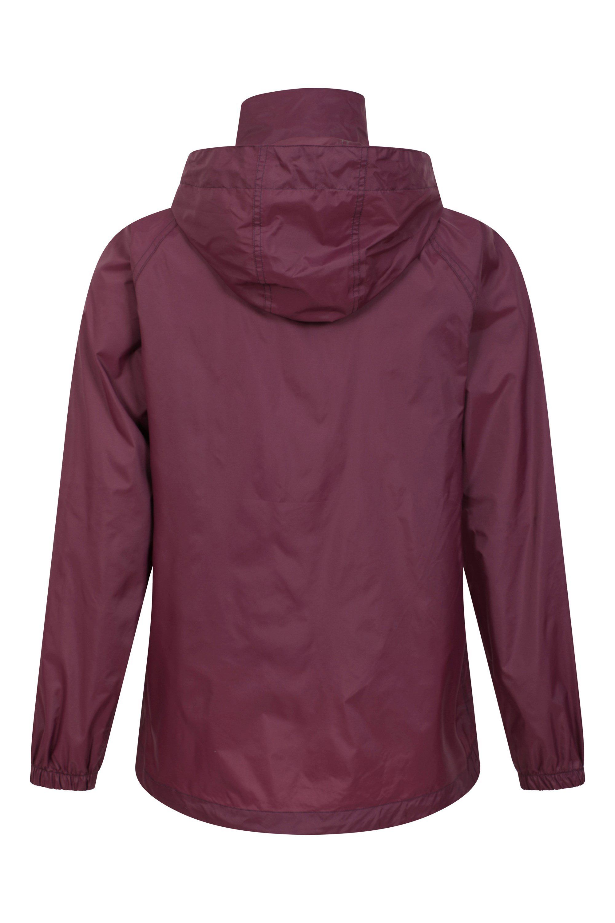 Mountain Warehouse Women's Pakka Waterproof Jacket Packable Foldaway Hood in Dark Mauve