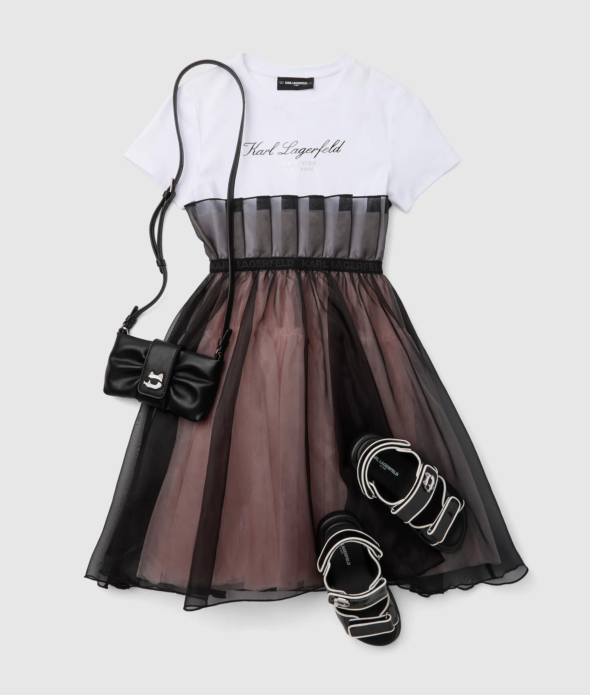 Karl Lagerfeld - Mesh-kleid Für Mädchen, Weiss/pink, Größe: 10y
