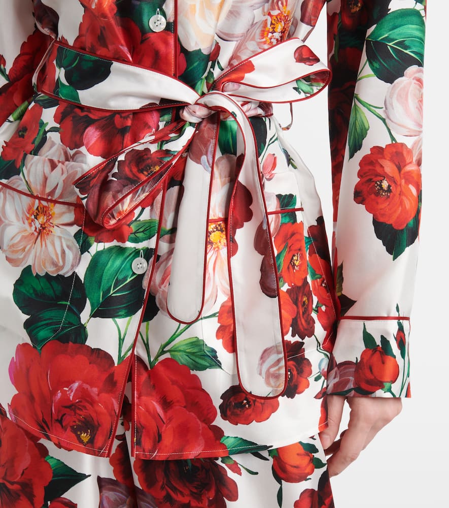 Floral silk satin shirt