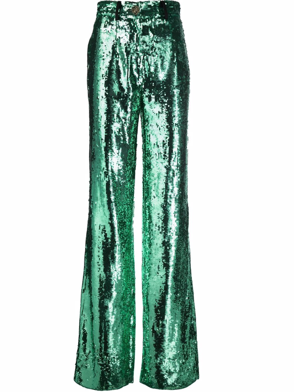 Sequin-embellished wide-leg trousers - Green