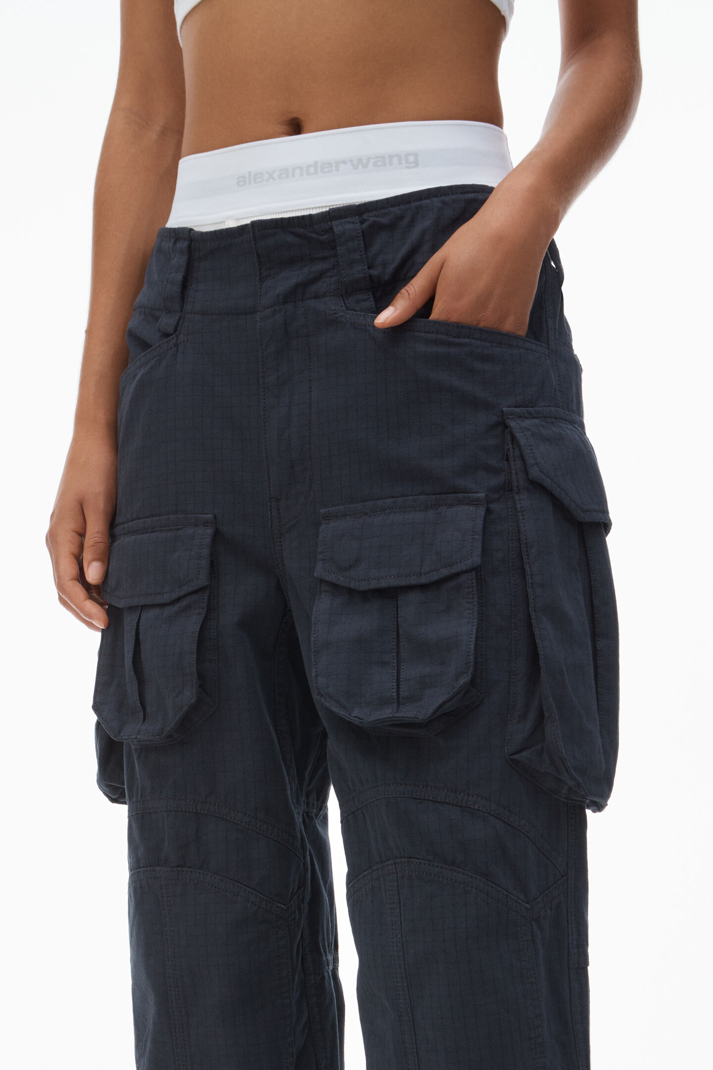 Women's Pre-Styled Cargo Pants With Brief Waistband Asphalt