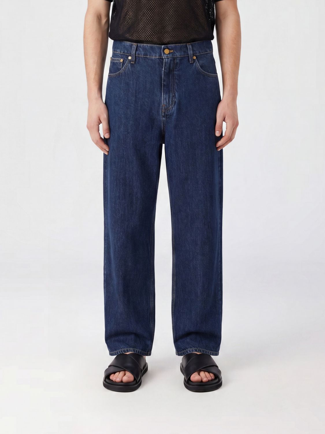 Mid-Rise Wide-Leg Jeans in Cotton Denim