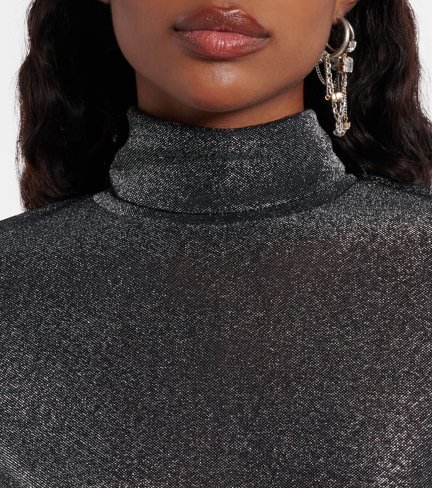 Jadia jersey lamé turtleneck top