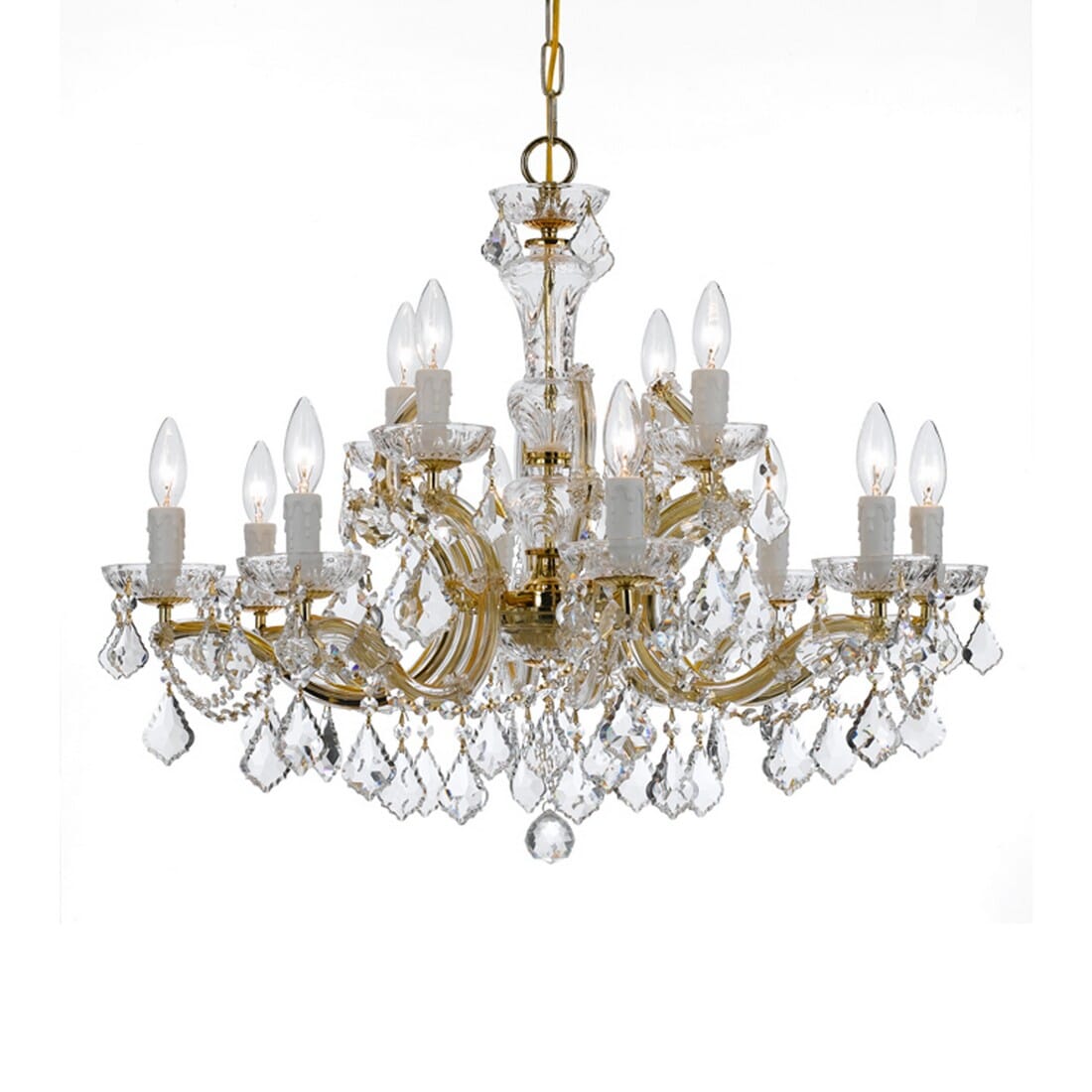 Maria Theresa 12-Light 26" Traditional Chandelier in Gold with Clear Spectra Crysta