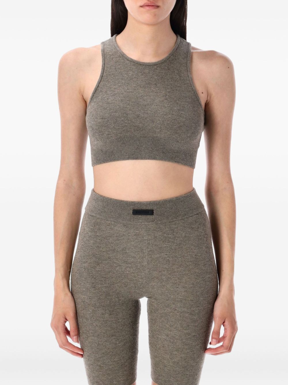 Crew-neck ribbed tank top - Grey