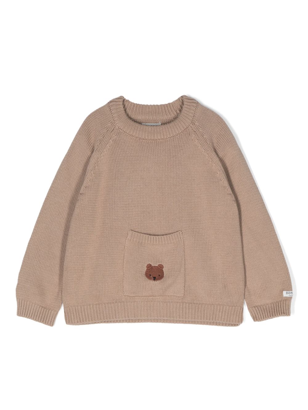 Bear-motif cotton jumper - Brown